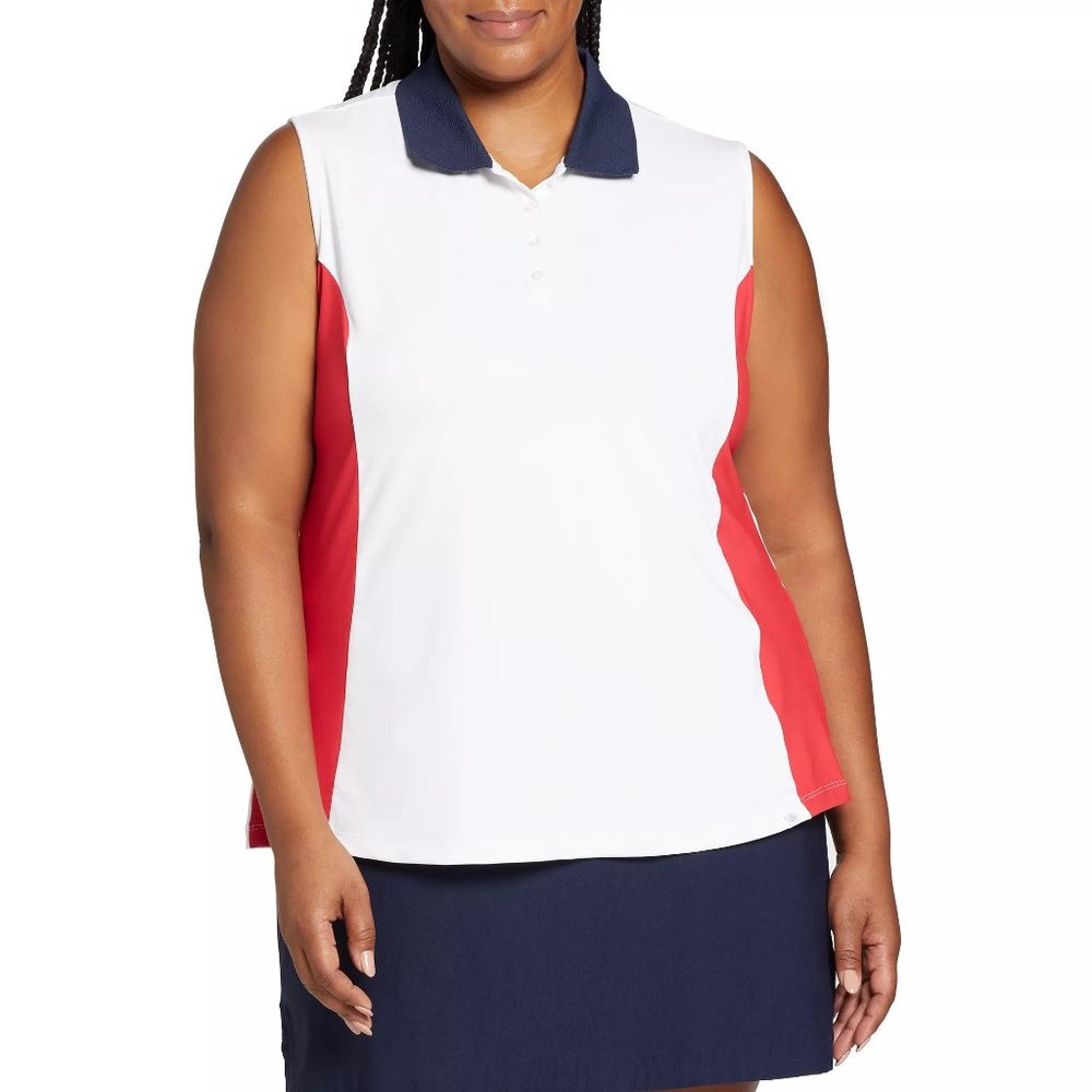 NWT Lady Hagen Women's Back Pleat Sleeveless Golf Polo